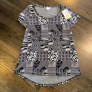 LuLaRoe Classic T Shirt Gray White Geometric XXS NEW NWT